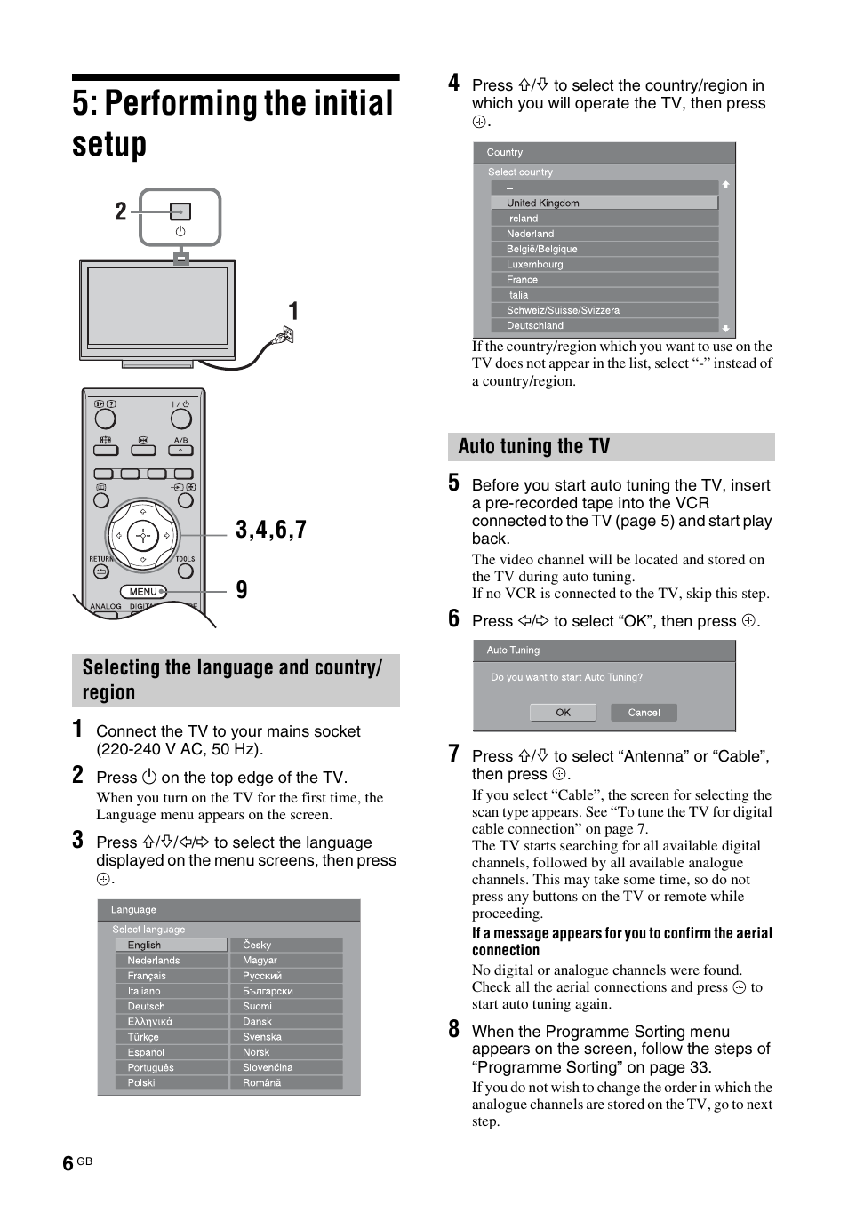Performing the initial setup | Sony KDL-46D3550 User Manual | Page 172 / 300