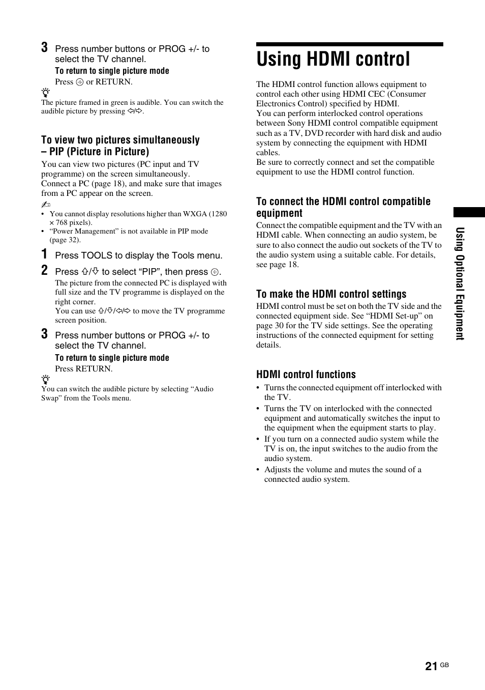 Using hdmi control | Sony KDL-46D3550 User Manual | Page 187 / 300