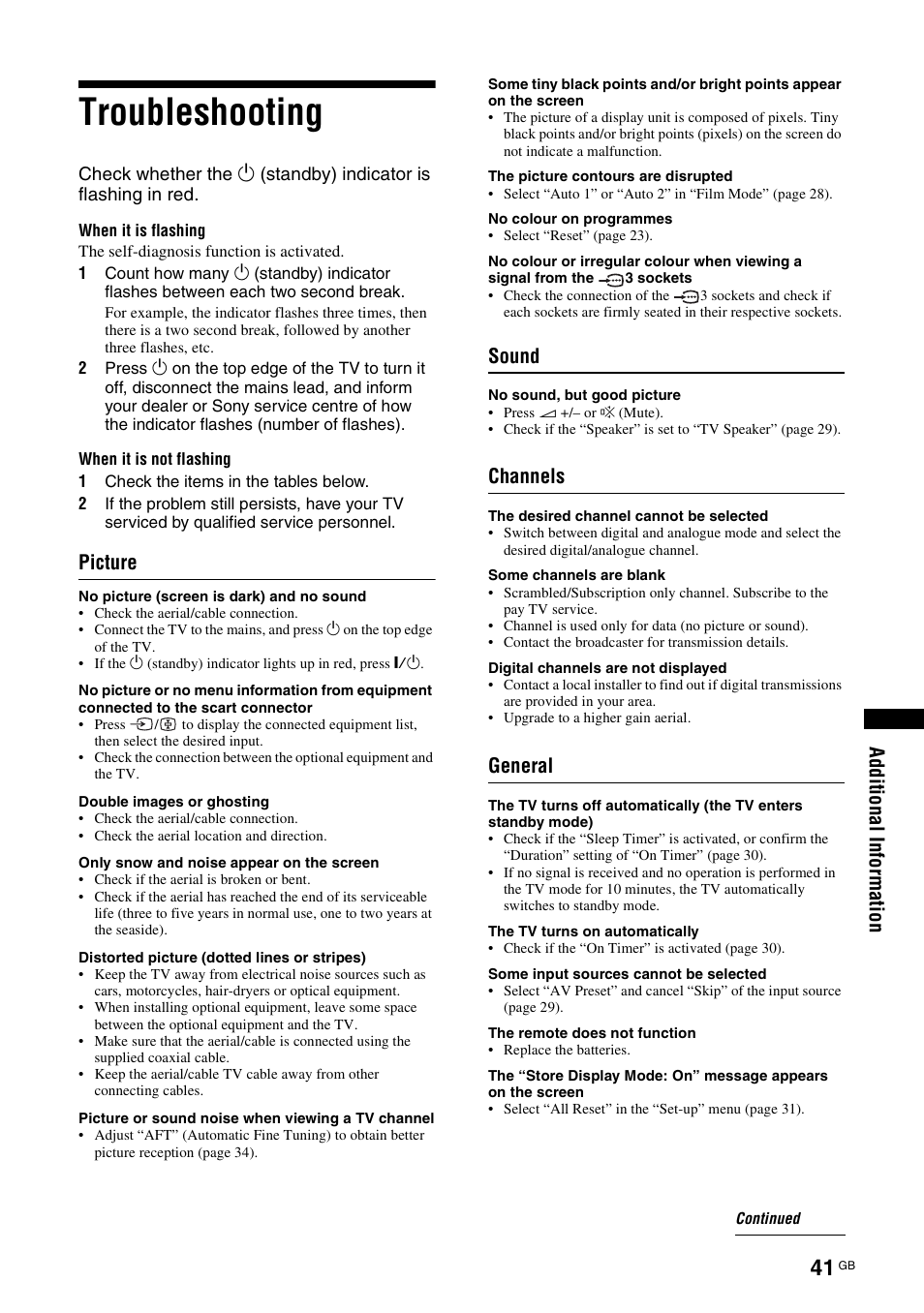 Troubleshooting | Sony KDL-46D3550 User Manual | Page 207 / 300