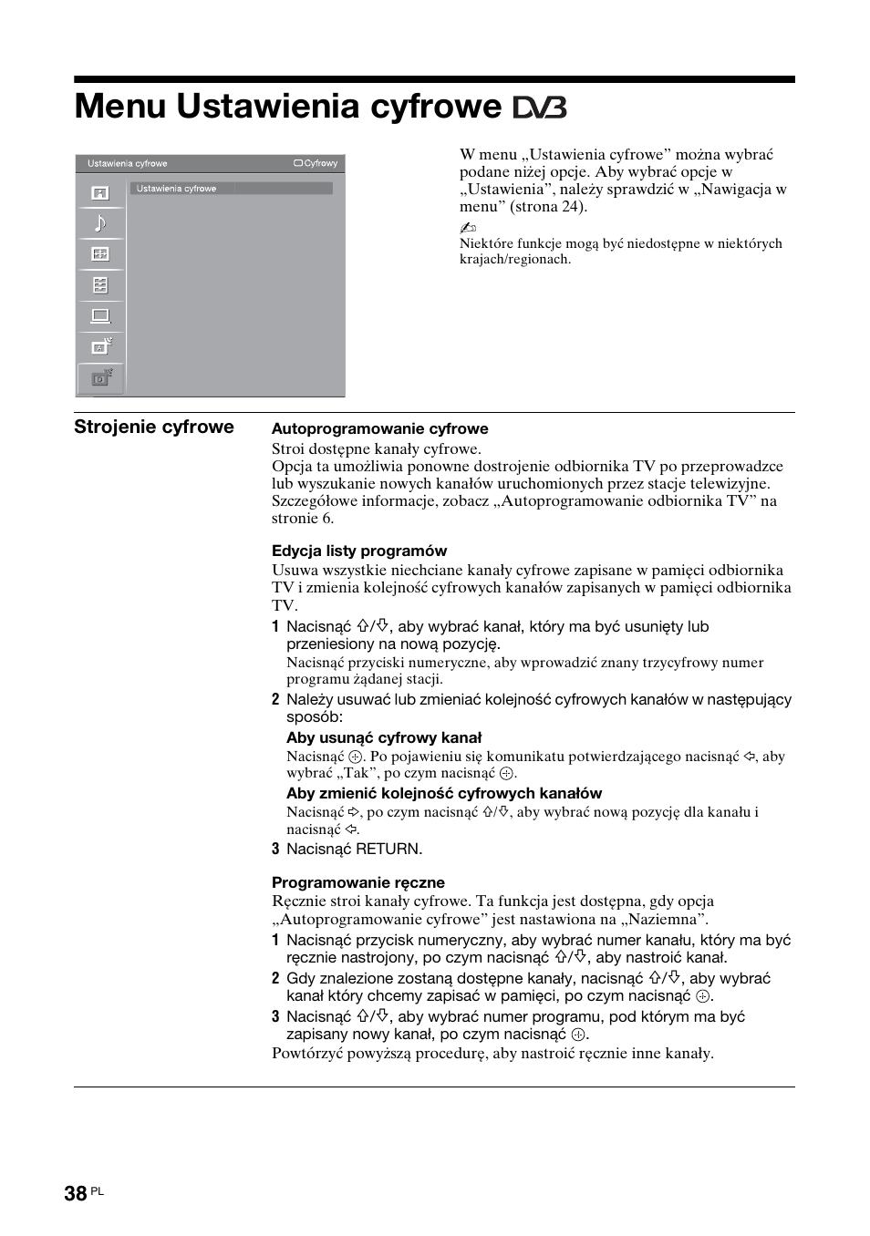 Menu ustawienia cyfrowe | Sony KDL-46D3550 User Manual | Page 246 / 300