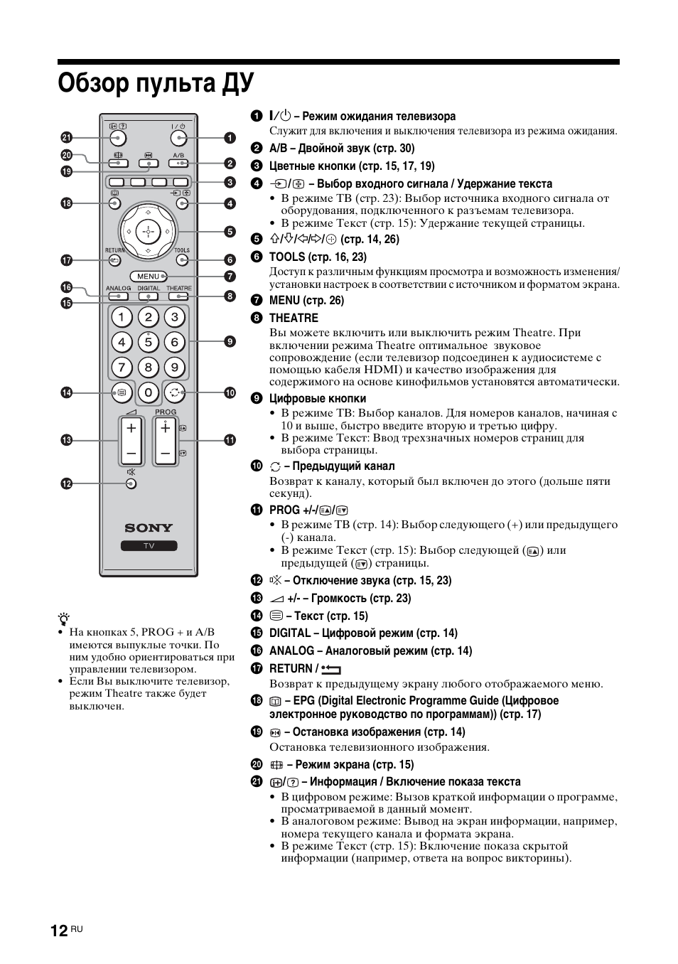 Обзор пульта ду | Sony KDL-46D3550 User Manual | Page 264 / 300