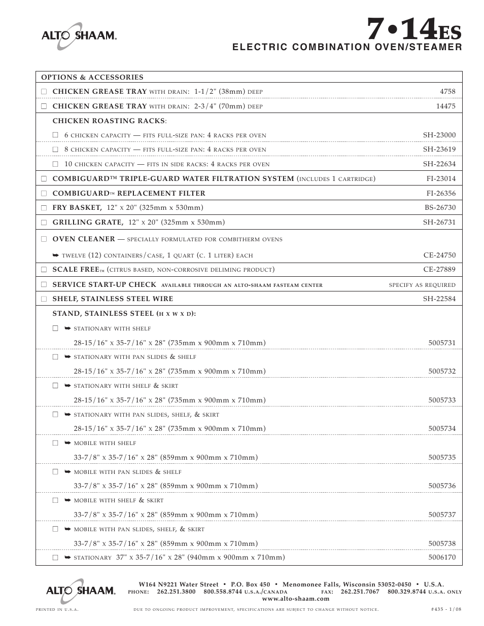 Alto-Shaam 7.14ES User Manual | Page 6 / 6