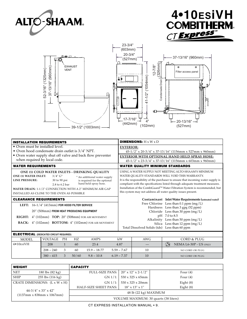 Alto-Shaam Combinaton Oven/Steamer CT Express 4.10ESiVH User Manual | Page 11 / 28