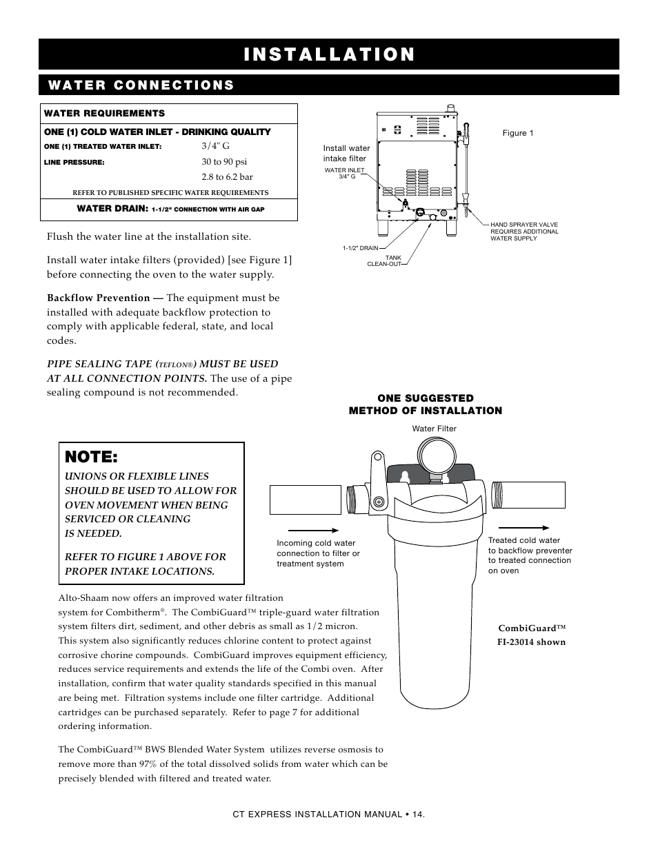 Water supply & installation | Alto-Shaam Combinaton Oven/Steamer CT Express 4.10ESiVH User Manual | Page 16 / 28