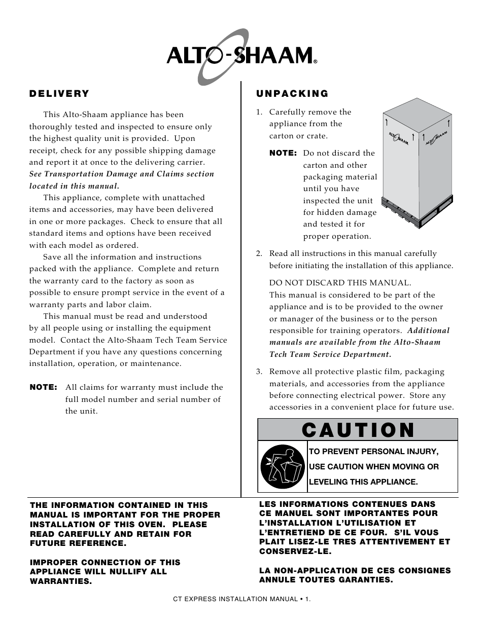 Alto-Shaam Combinaton Oven/Steamer CT Express 4.10ESiVH User Manual | Page 3 / 28