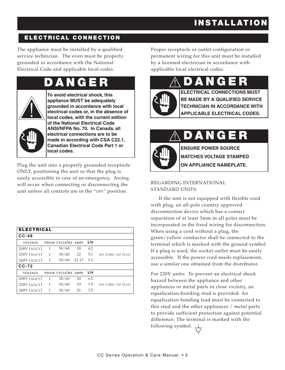 I n s ta l l at i o n | Alto-Shaam CC-48 User Manual | Page 6 / 16
