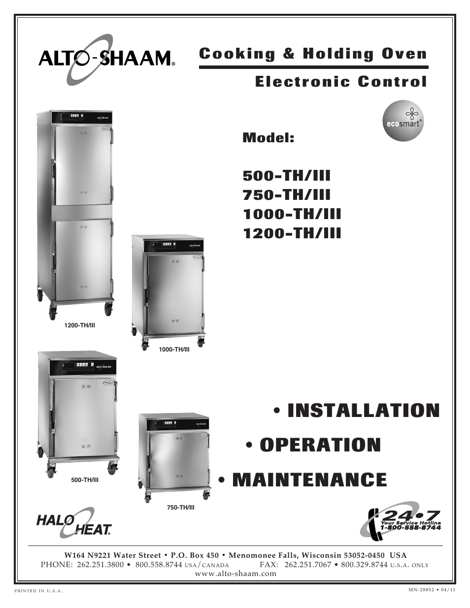 Alto-Shaam ECO SMART 1200-TH/III User Manual | 41 pages
