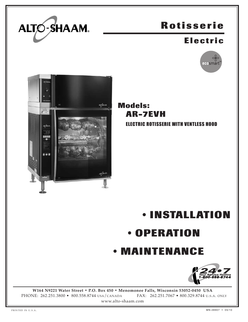 Alto-Shaam AR-7E/VH User Manual | 40 pages