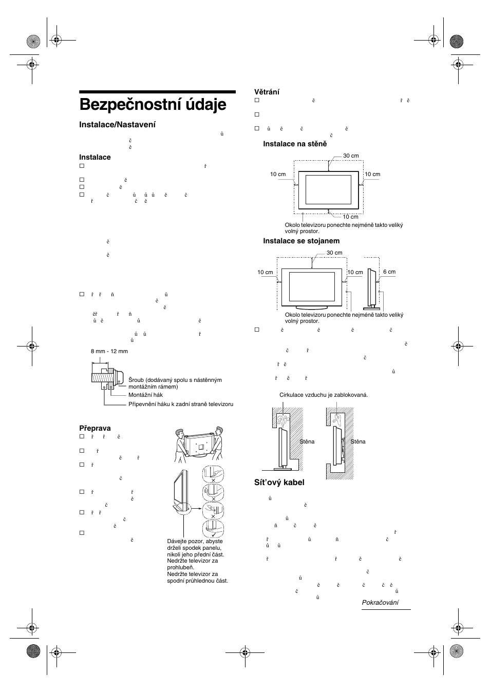 Bezpečnostní údaje | Sony KDL-32V4500 User Manual | Page 117 / 215