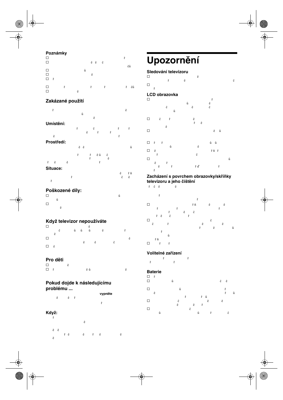 Upozornění | Sony KDL-32V4500 User Manual | Page 118 / 215