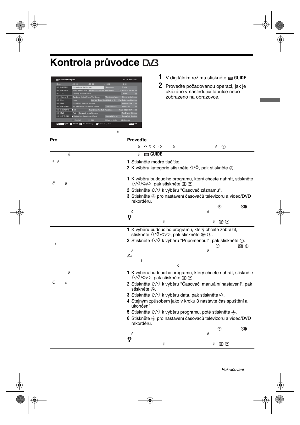 Kontrola průvodce | Sony KDL-32V4500 User Manual | Page 123 / 215