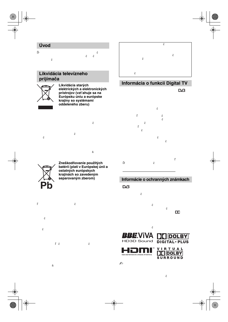 Viva, Informácie o ochranných známkach | Sony KDL-32V4500 User Manual | Page 146 / 215