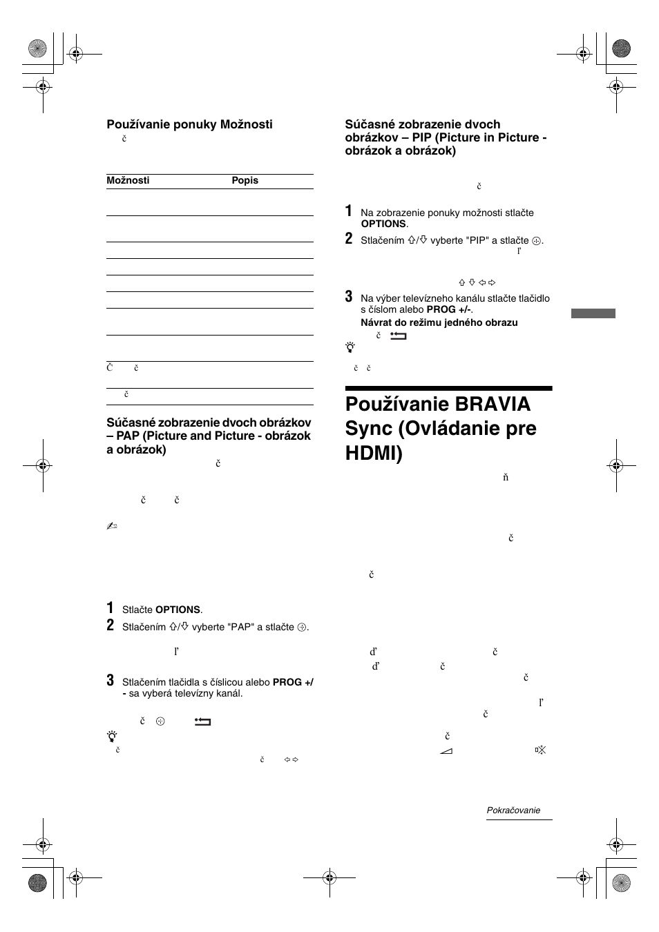 Používanie bravia sync (ovládanie pre hdmi) | Sony KDL-32V4500 User Manual | Page 163 / 215