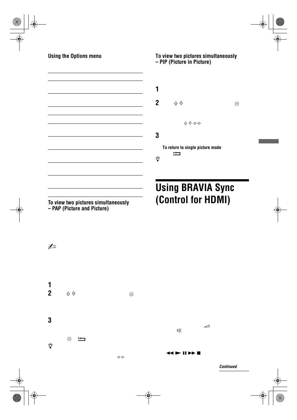 Using bravia sync (control for hdmi) | Sony KDL-32V4500 User Manual | Page 19 / 215