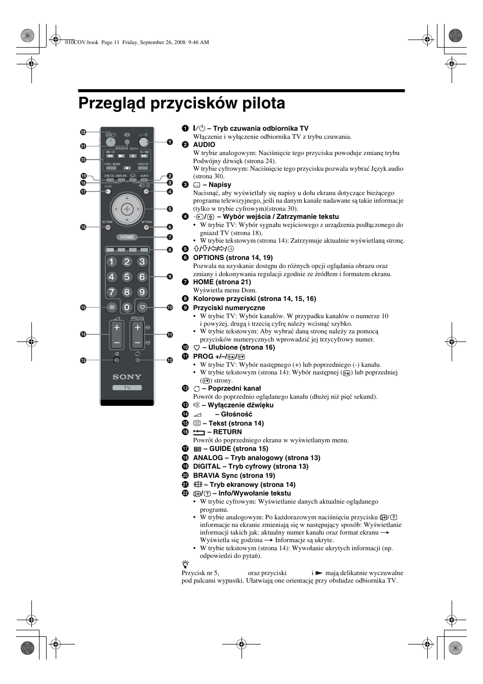 Przegląd przycisków pilota | Sony KDL-32V4500 User Manual | Page 83 / 215