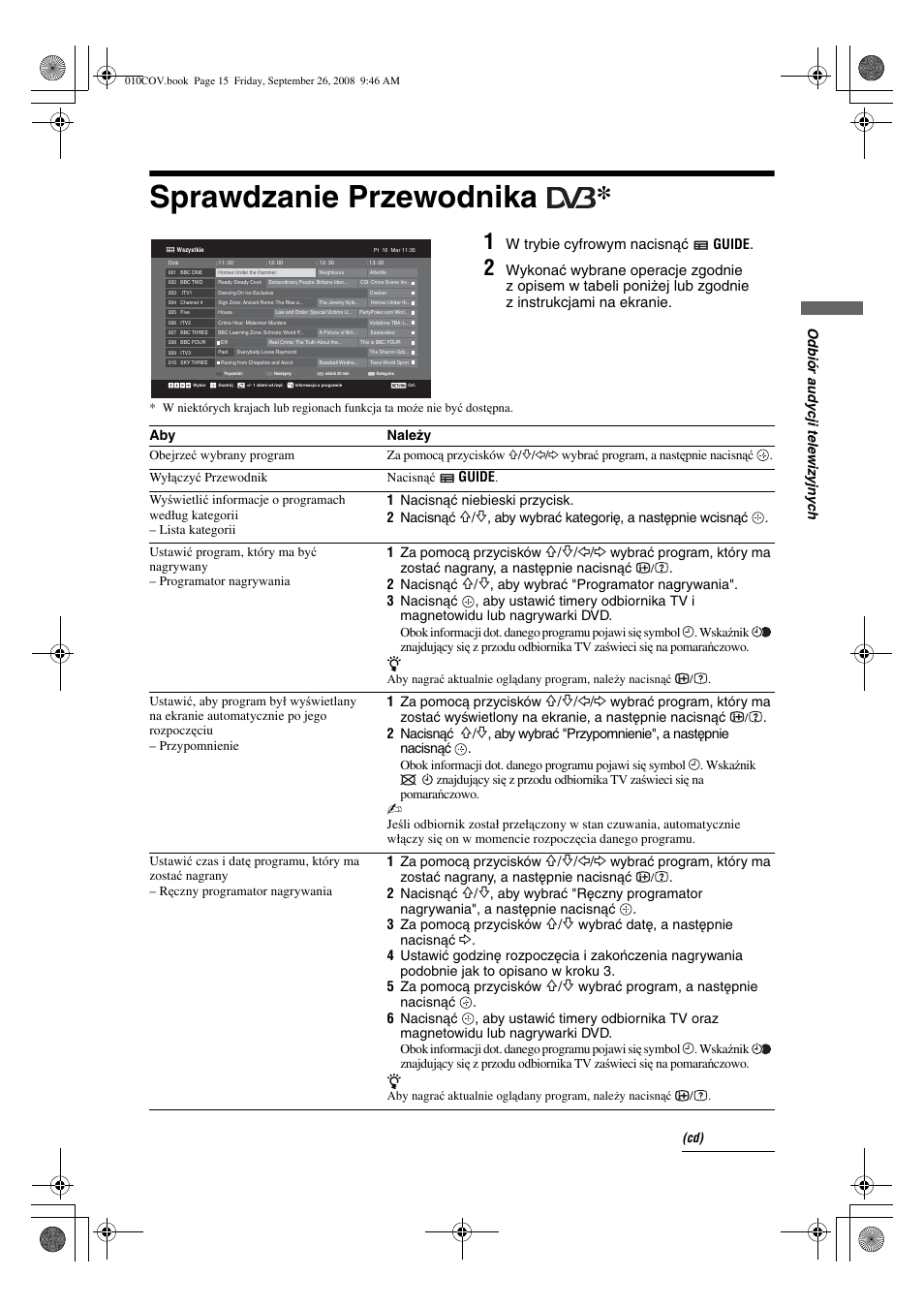 Sprawdzanie przewodnika | Sony KDL-32V4500 User Manual | Page 87 / 215