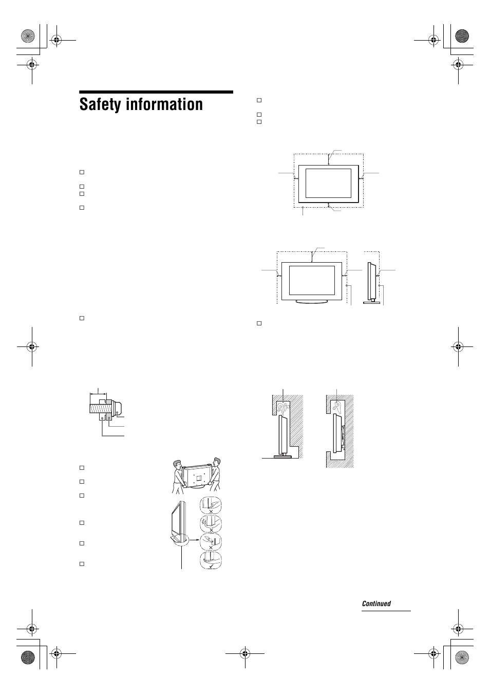 Safety information | Sony KDL-32V4500 User Manual | Page 9 / 215