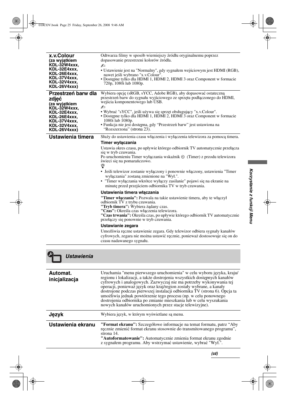 Sony KDL-32V4500 User Manual | Page 97 / 215