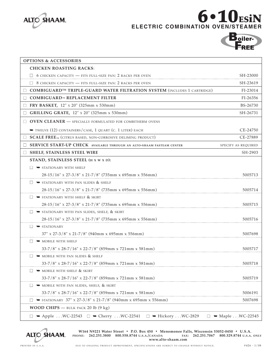 Alto-Shaam 6.10ESiN User Manual | Page 6 / 6