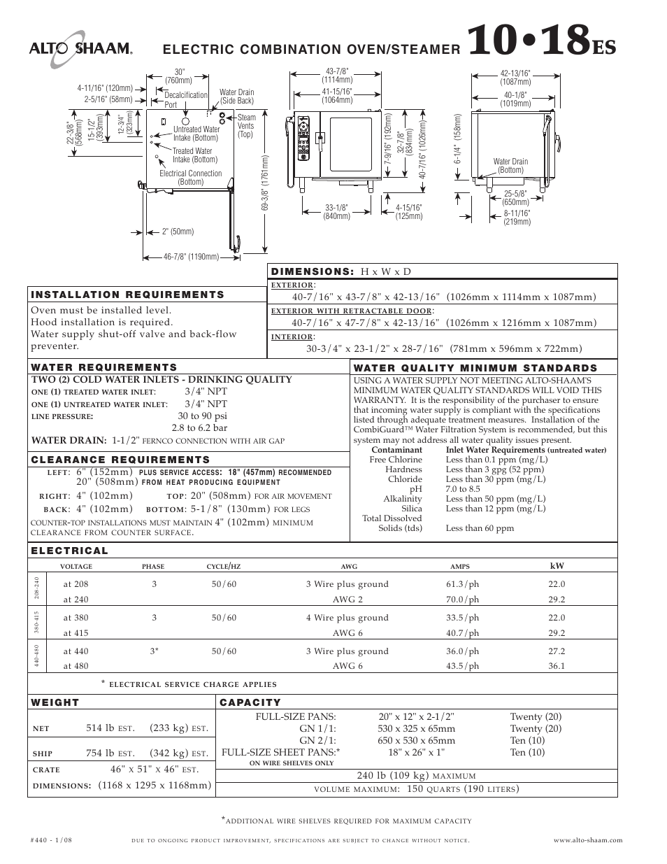 Electric combination oven/steamer | Alto-Shaam 10.18ES User Manual | Page 2 / 6