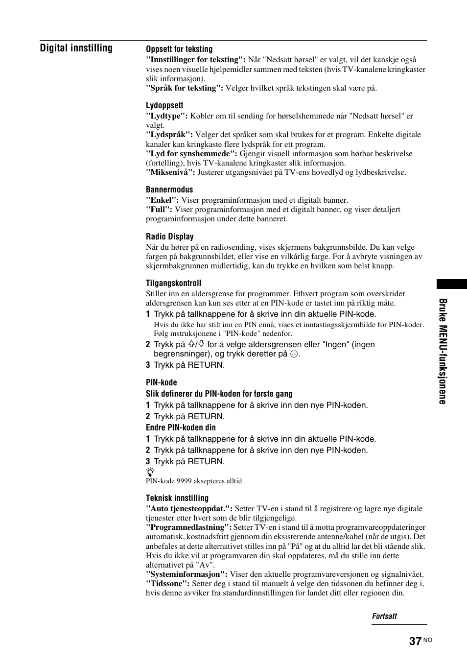 Se side 37 | Sony KDL-40V3000 User Manual | Page 119 / 300