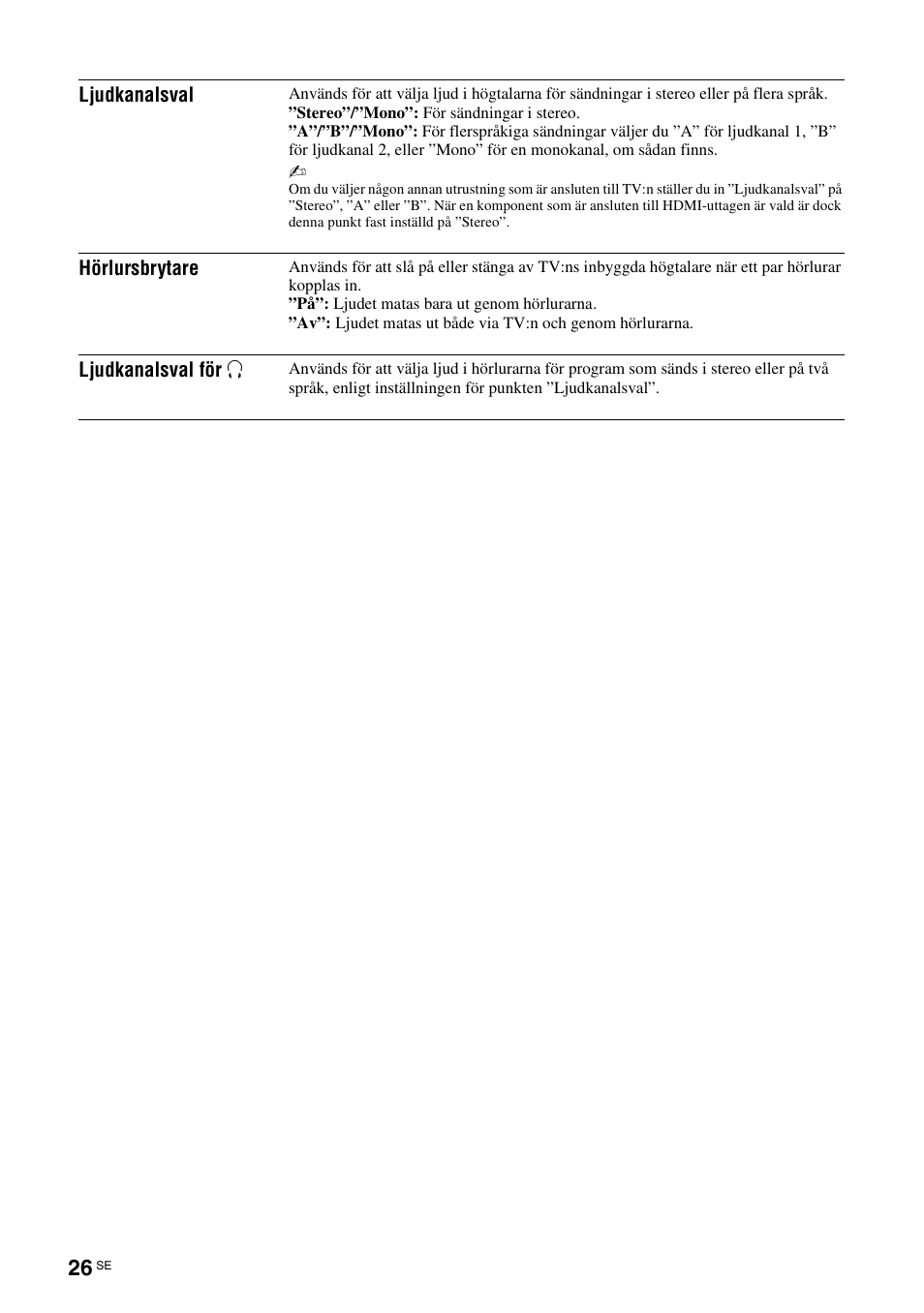 Sidan 26) | Sony KDL-40V3000 User Manual | Page 150 / 300