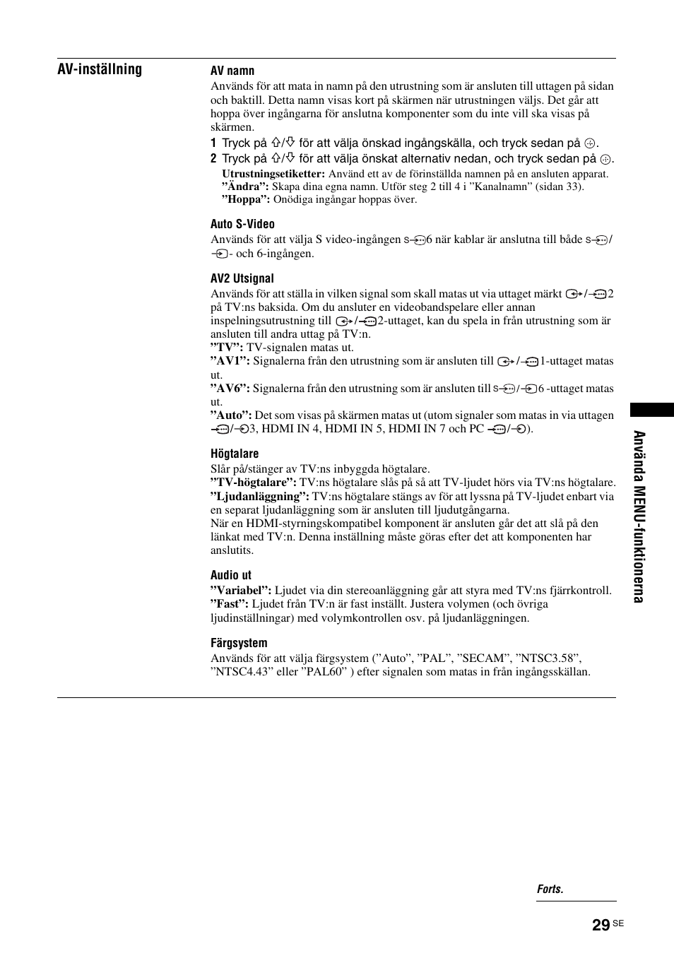 Se sidan 29, Sidan 29), Sidan 29 | Sony KDL-40V3000 User Manual | Page 153 / 300