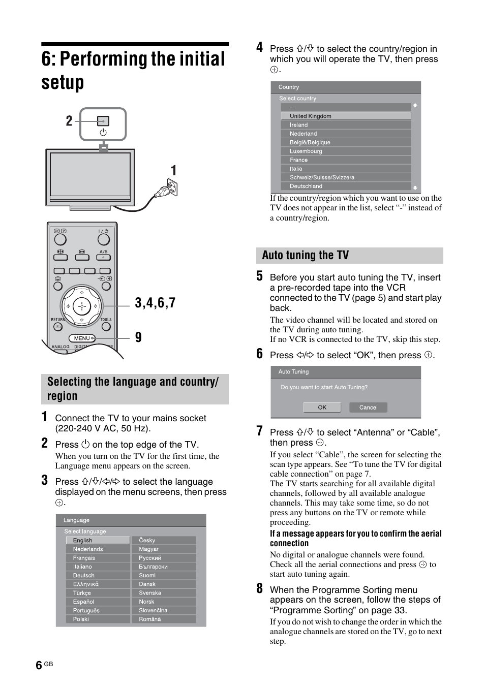 Performing the initial setup | Sony KDL-40V3000 User Manual | Page 172 / 300