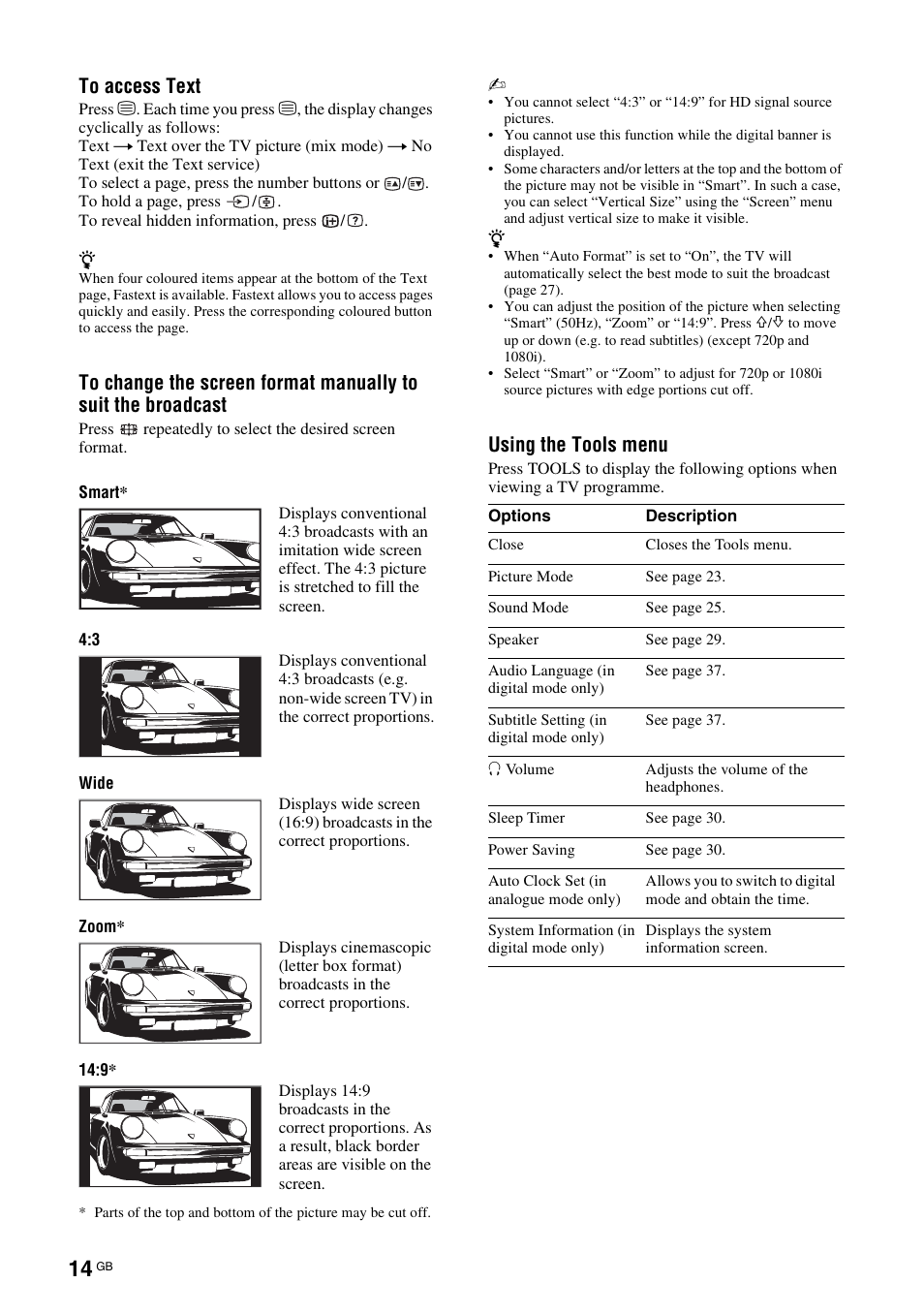 Using the tools menu | Sony KDL-40V3000 User Manual | Page 180 / 300