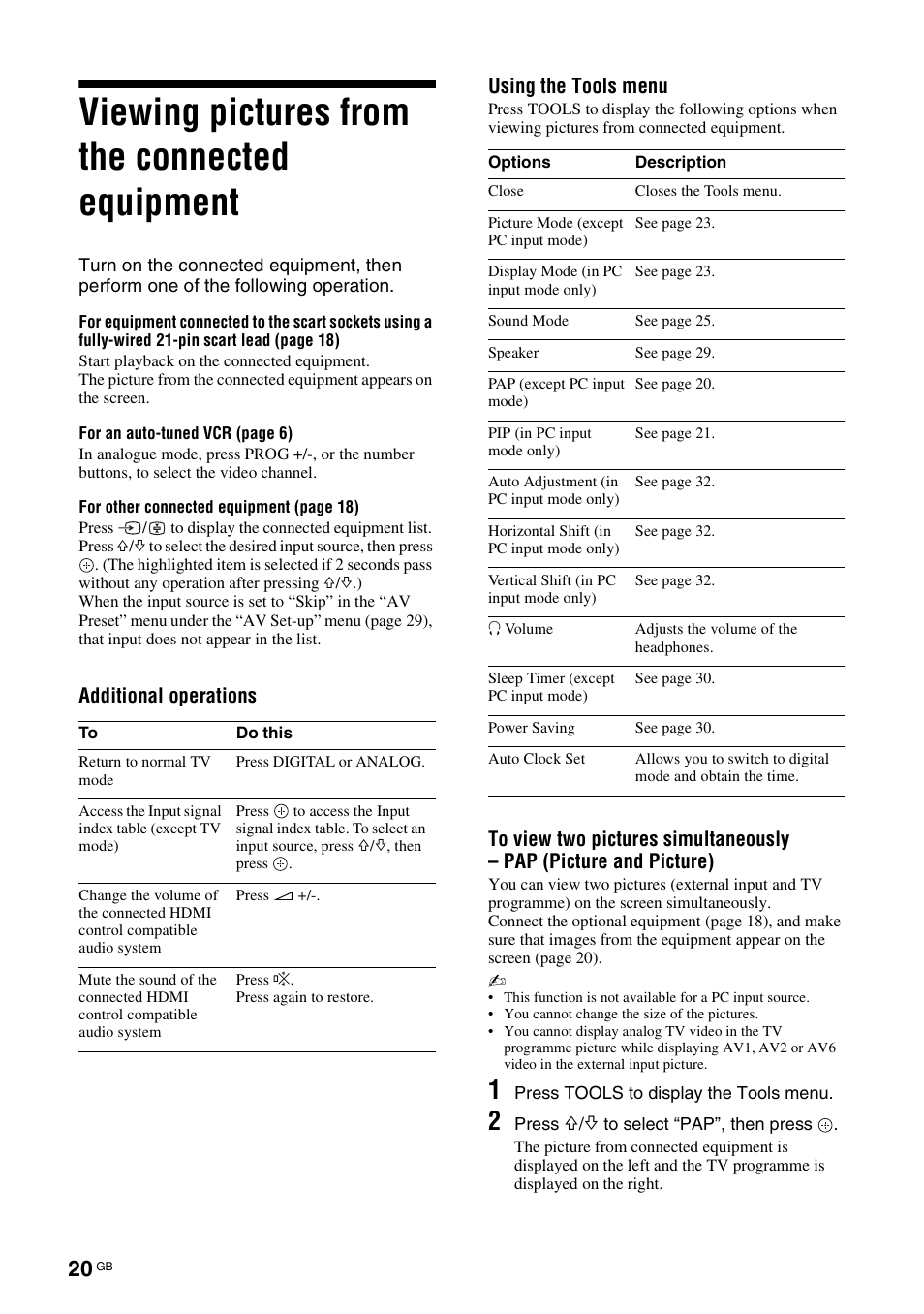 Viewing pictures from the connected equipment | Sony KDL-40V3000 User Manual | Page 186 / 300