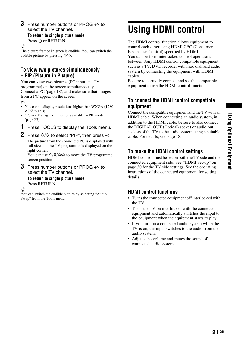 Using hdmi control | Sony KDL-40V3000 User Manual | Page 187 / 300