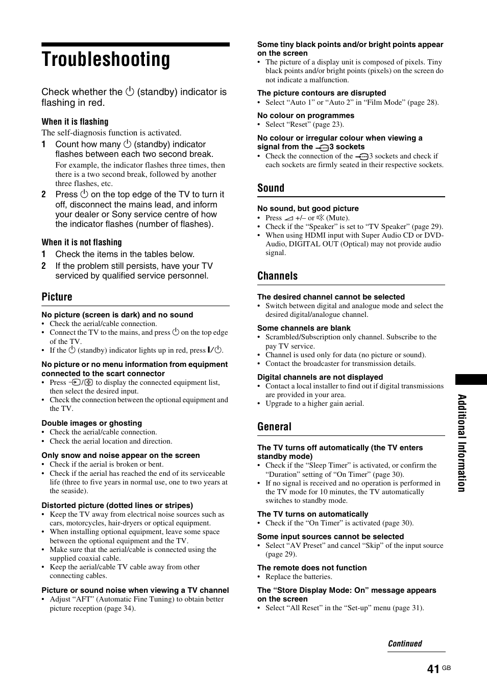 Troubleshooting | Sony KDL-40V3000 User Manual | Page 207 / 300