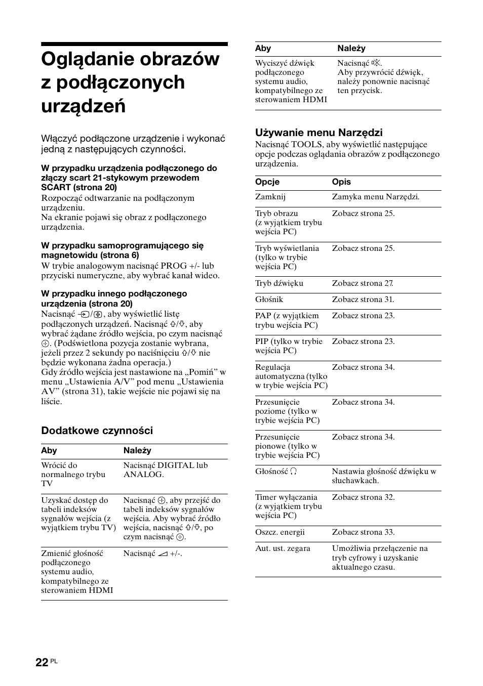 Oglądanie obrazówz podłączonych urządzeń, Oglądanie obrazów z podłączonych urządzeń | Sony KDL-40V3000 User Manual | Page 230 / 300