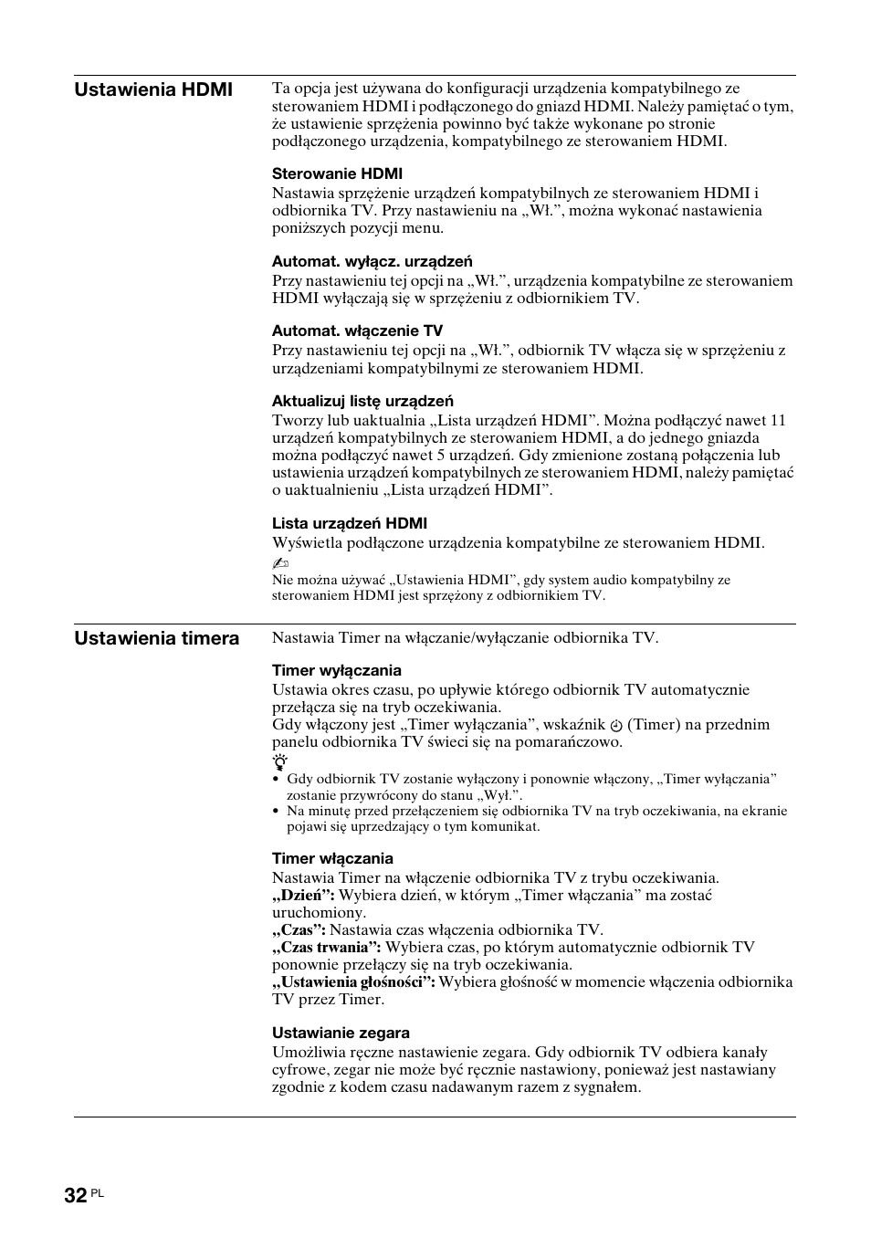 Ustawienia hdmi, 32 dla | Sony KDL-40V3000 User Manual | Page 240 / 300