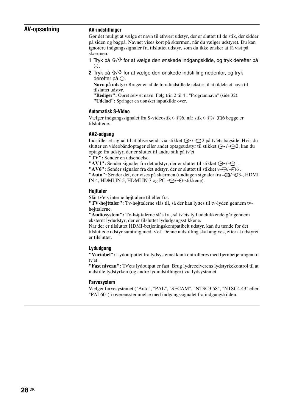 Se side 28, Side 28), Side 28 f | Sony KDL-40V3000 User Manual | Page 28 / 300