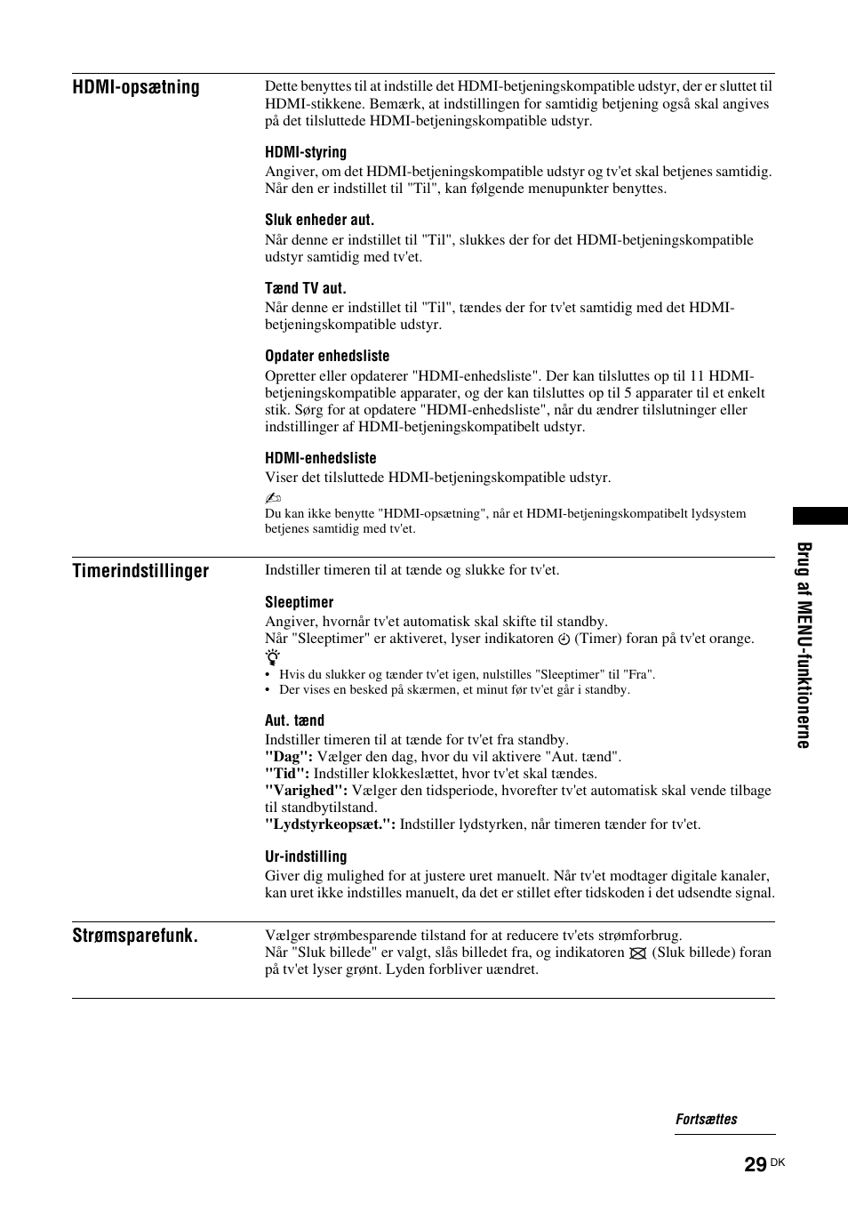Side 29), Se side 29, Hdmi-opsætning" på | Sony KDL-40V3000 User Manual | Page 29 / 300