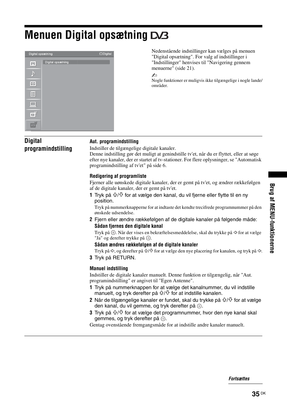 Menuen digital opsætning | Sony KDL-40V3000 User Manual | Page 35 / 300