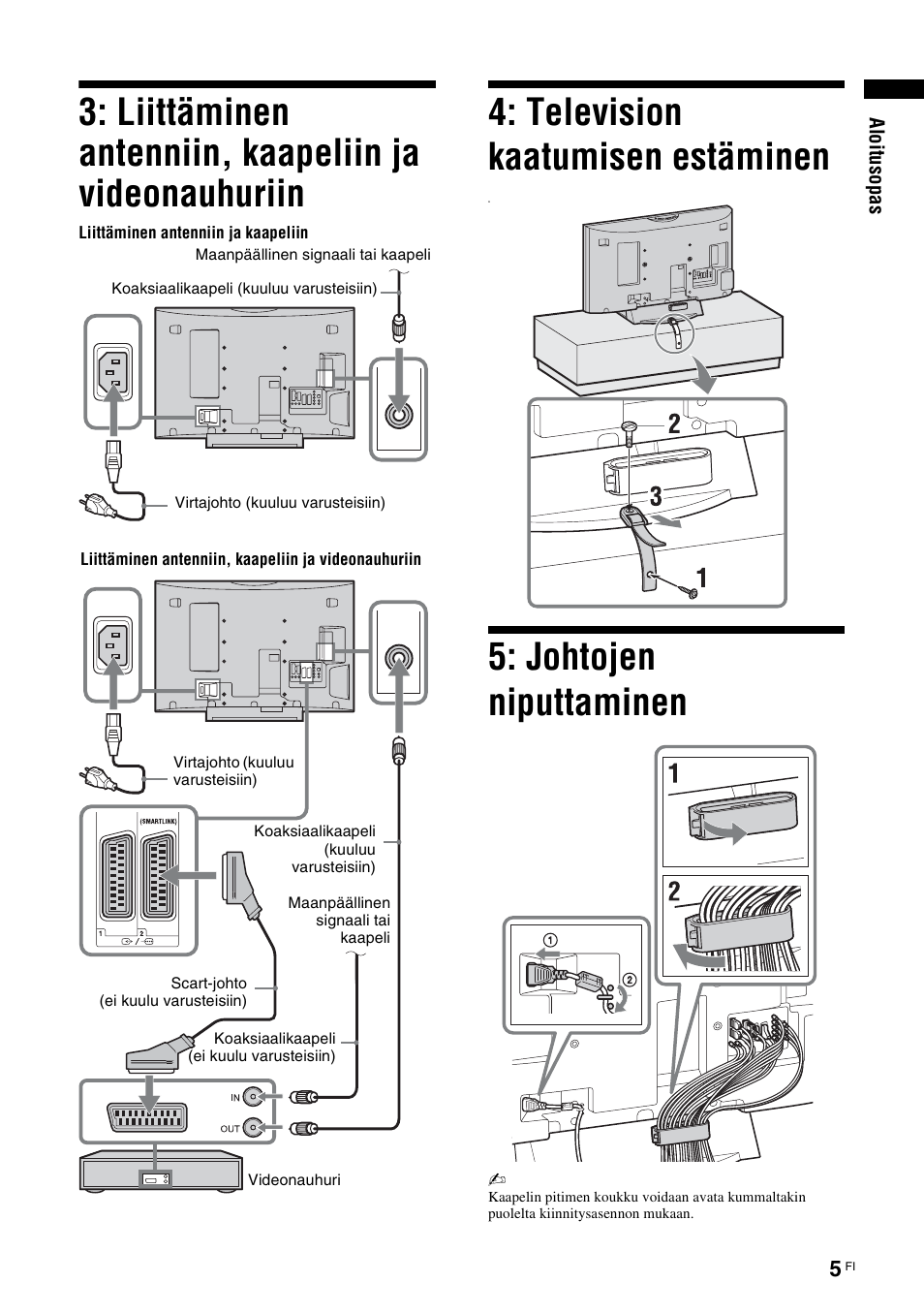 Johtojen niputtaminen | Sony KDL-40V3000 User Manual | Page 45 / 300