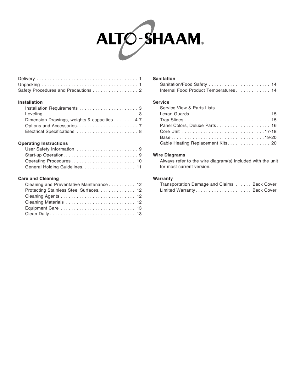 Alto-Shaam HFT2SYS-500 User Manual | Page 2 / 25