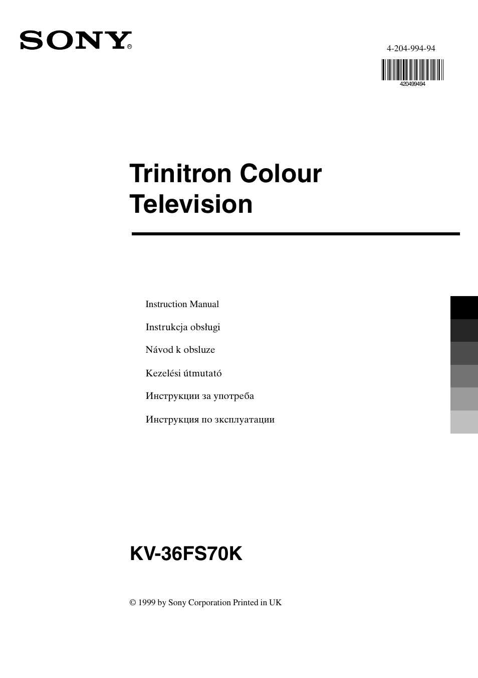 Sony KV-36FS70K User Manual | 172 pages