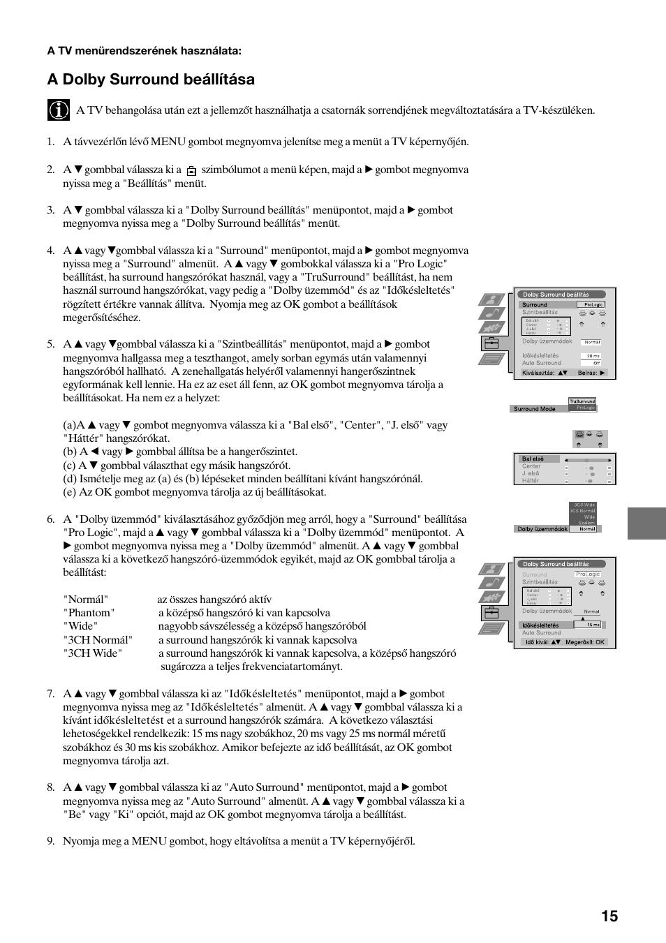 A dolby surround beállítása | Sony KV-36FS70K User Manual | Page 101 / 172