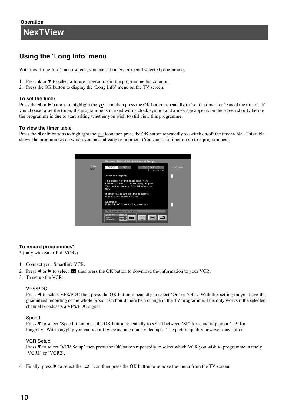 Nextview, 10 using the ‘long info’ menu | Sony KV-36FS70K User Manual | Page 12 / 172