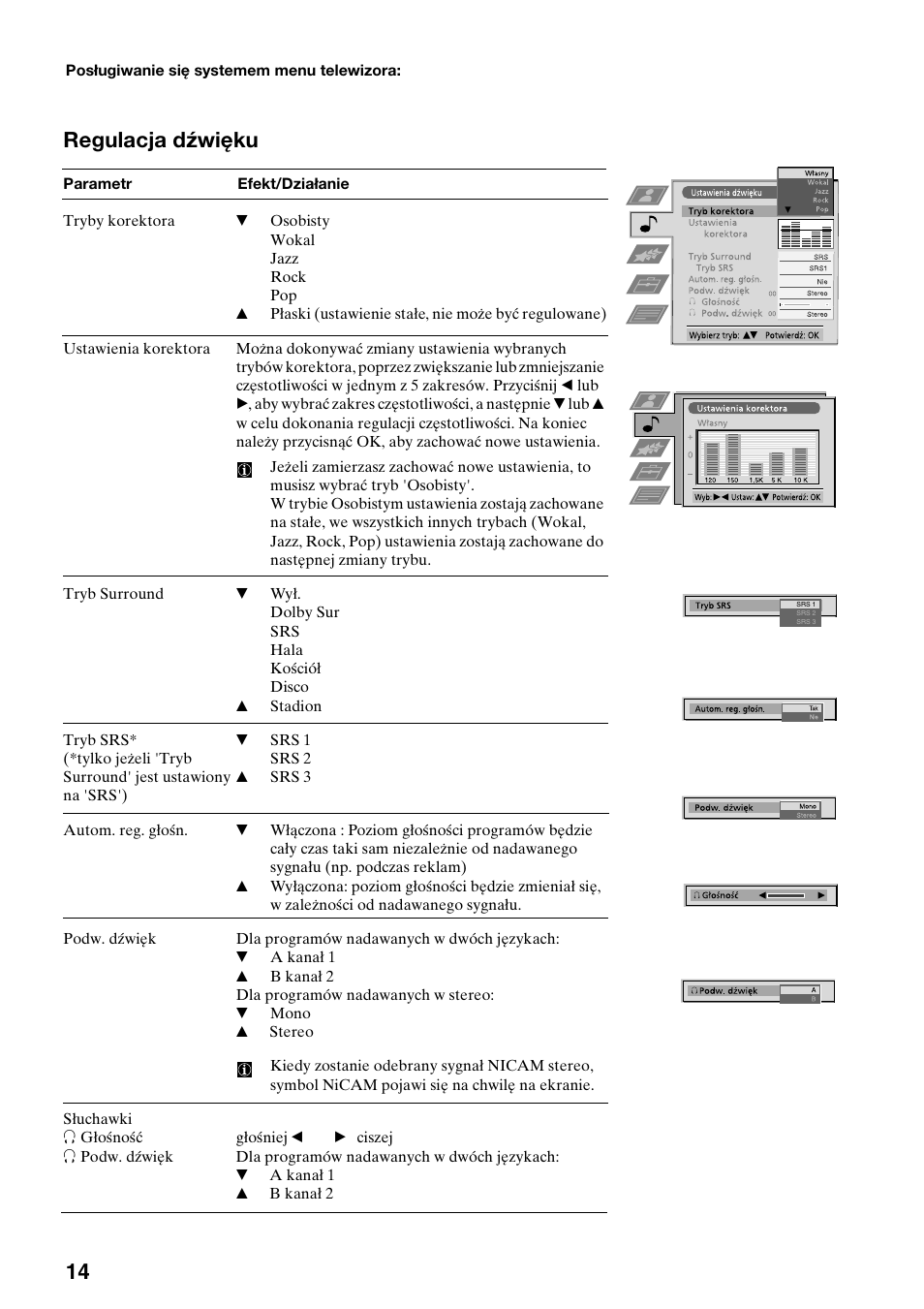 Regulacja dźwięku | Sony KV-36FS70K User Manual | Page 44 / 172