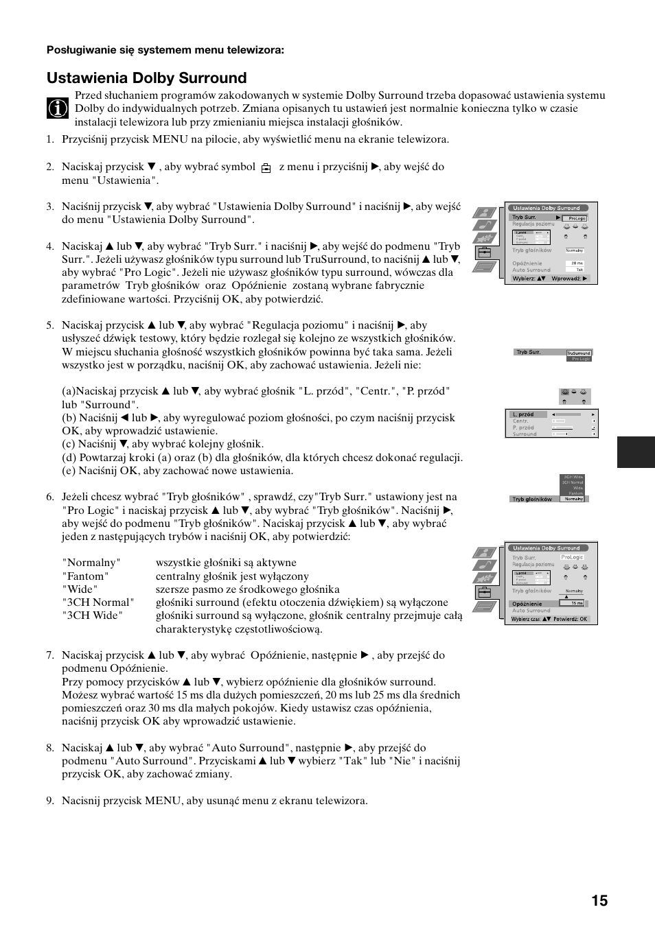 Ustawienia dolby surround | Sony KV-36FS70K User Manual | Page 45 / 172
