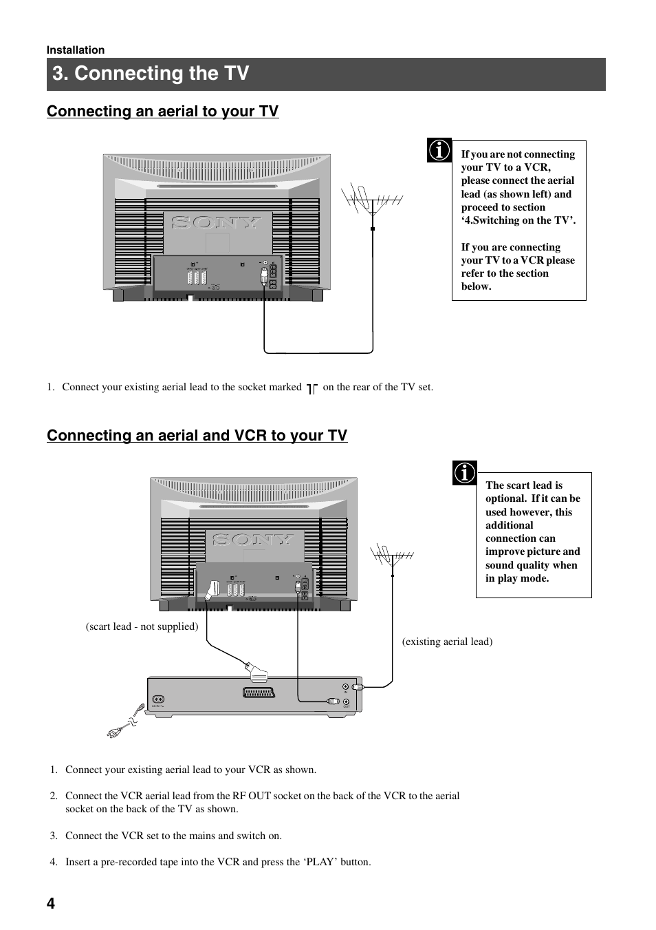 Connecting the tv | Sony KV-36FS70K User Manual | Page 6 / 172