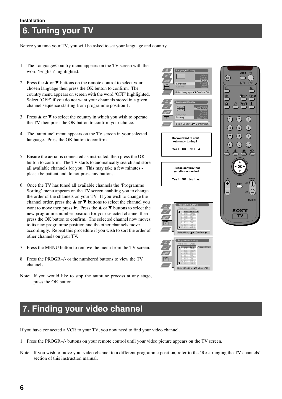 Tuning your tv, Finding your video channel | Sony KV-36FS70K User Manual | Page 8 / 172