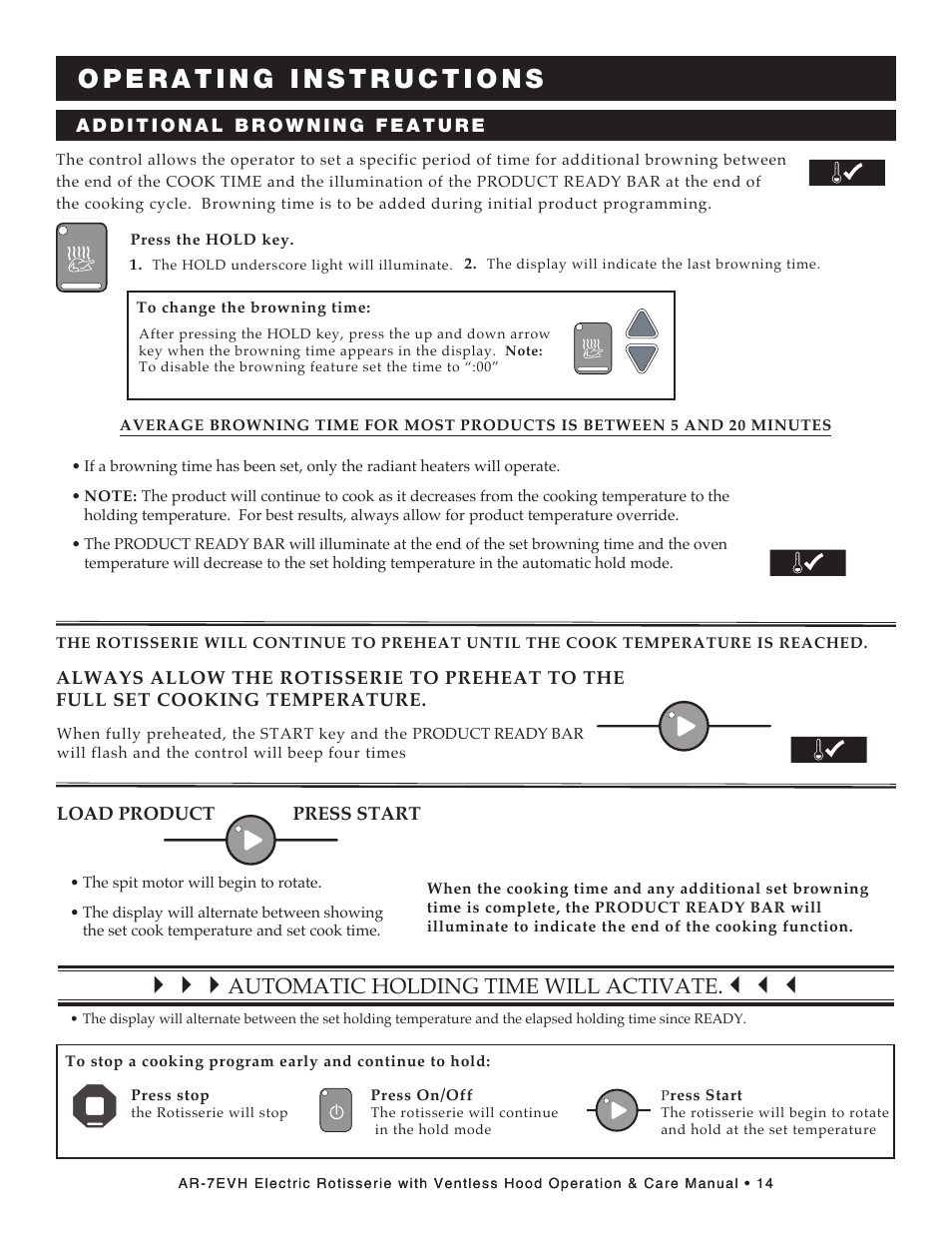 Automatic holding time will activate | Alto-Shaam ECOSMART AR-7EVH User Manual | Page 16 / 44