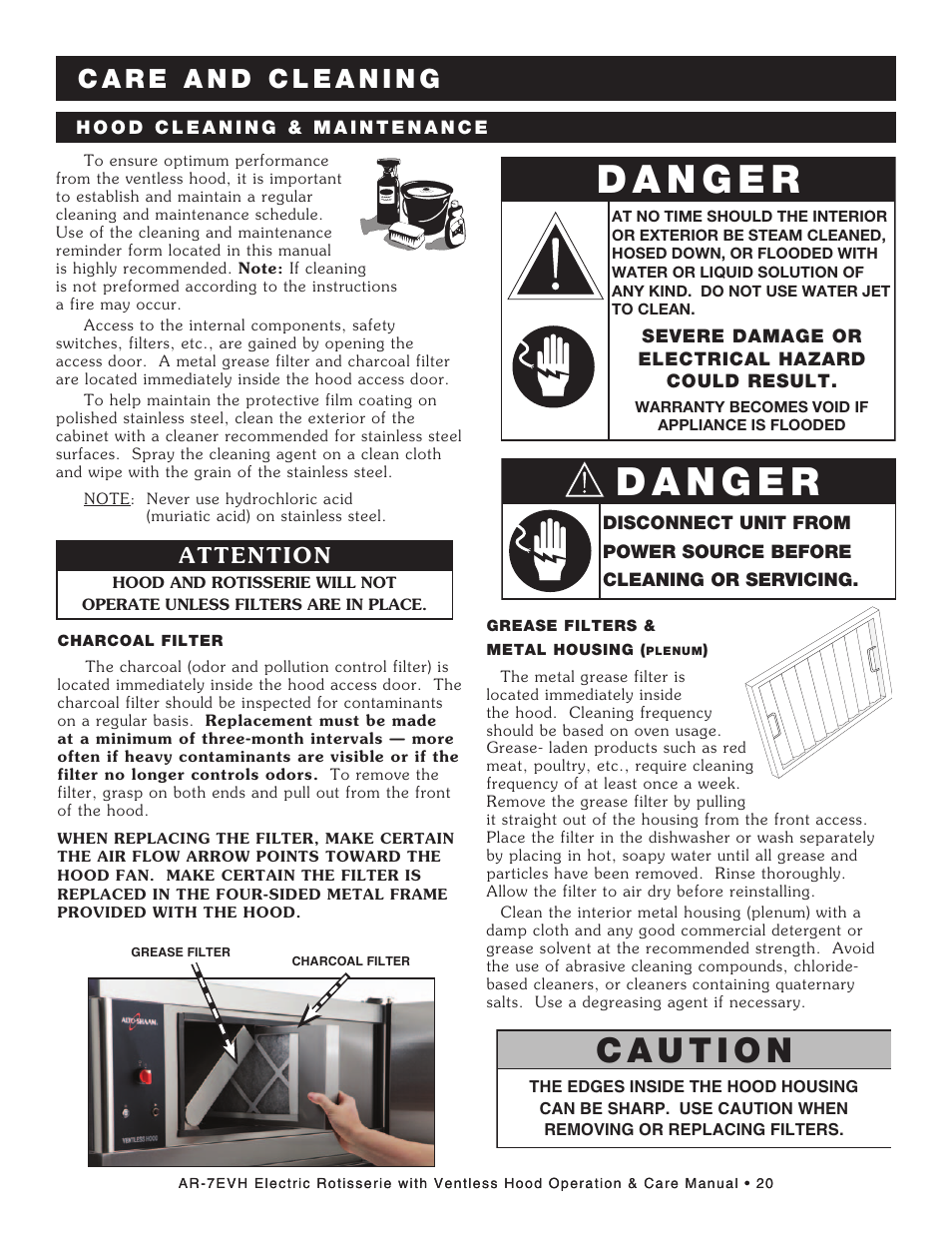 Attention | Alto-Shaam ECOSMART AR-7EVH User Manual | Page 22 / 44