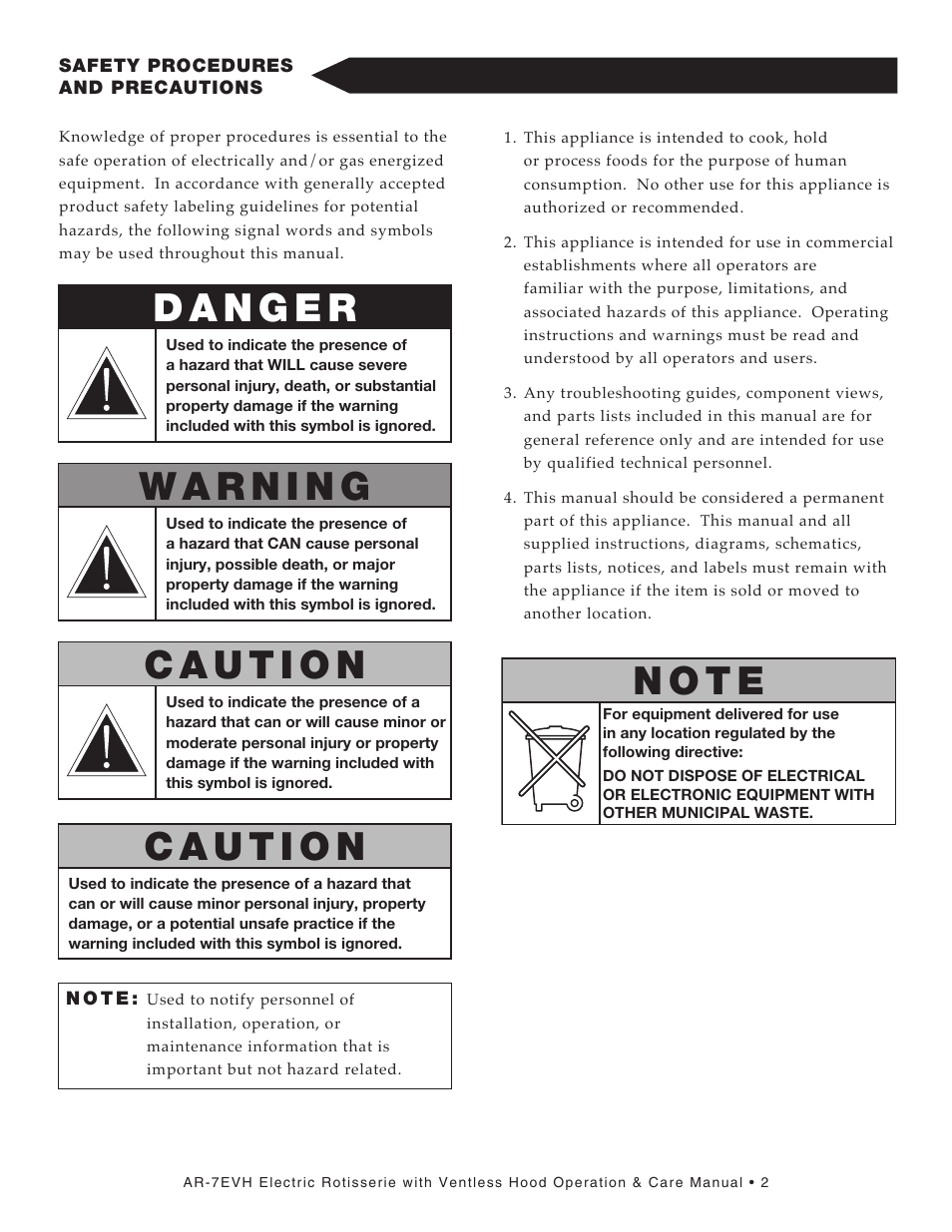 N o t e | Alto-Shaam ECOSMART AR-7EVH User Manual | Page 4 / 44