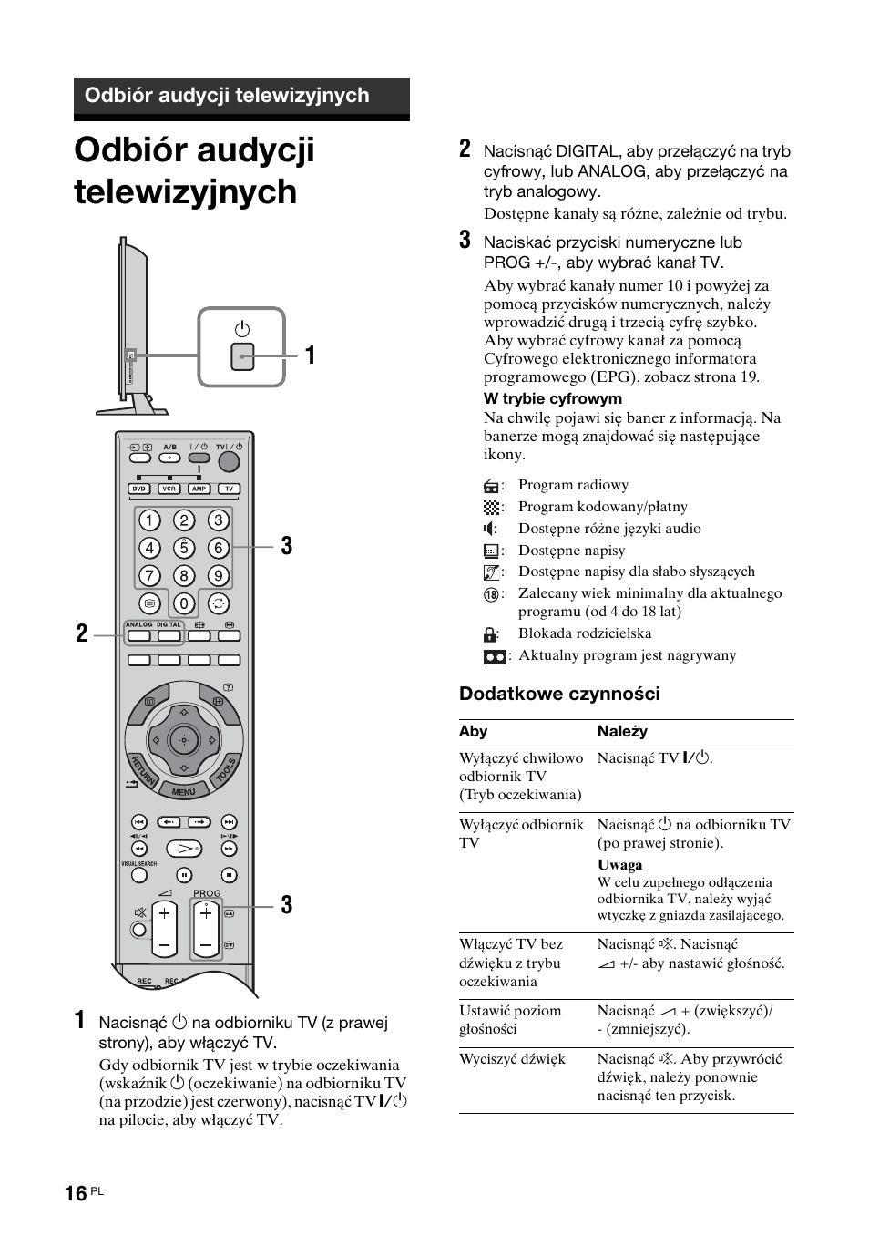 Odbiór audycji telewizyjnych | Sony KDL-40X2000 User Manual | Page 118 / 160